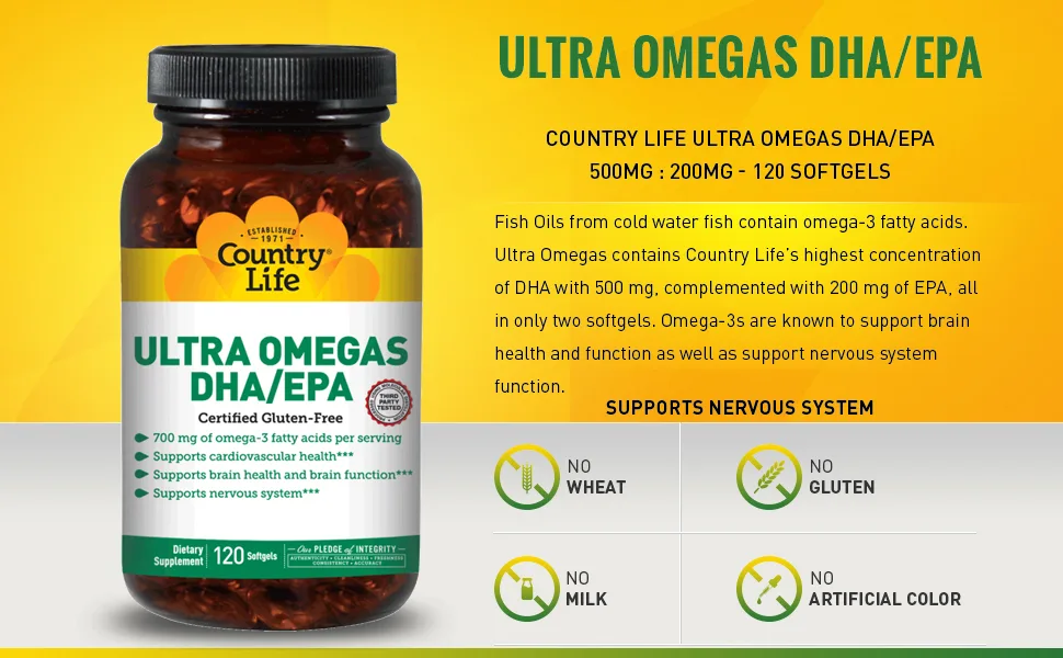 Country Life Ultra Omegas 120 Softgels - product information 2