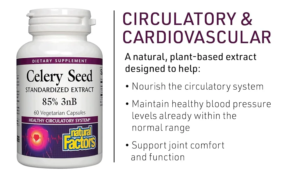 Natural Factors Celery Seed Standardized Extract 60 Vegetarian Capsules - Circulatory & cardiovascular