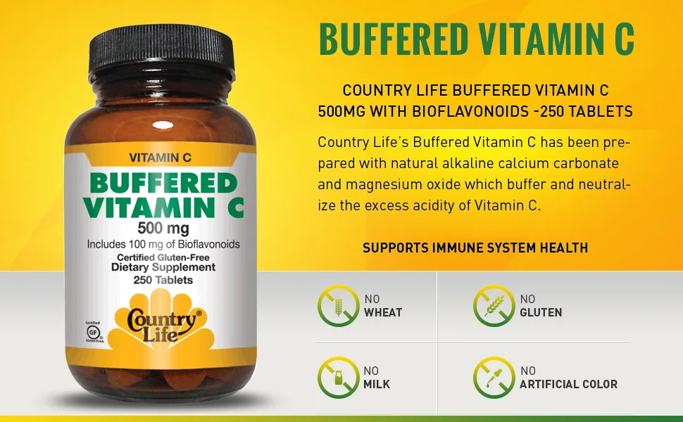 Country Life Buffered Vitamin C 500 mg 250 Tablets - product information 2