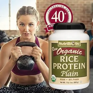 NutriBiotic Raw Organic Rice Protein Plain 1 lb 5 oz (600 g) - Organic Rice Protein - Plain - 3000 - image
