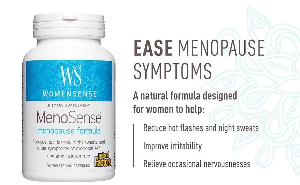 Natural Factors WomenSense MenoSense Menopause Formula 90 Vegetarian Capsules - Ease menopause symptoms