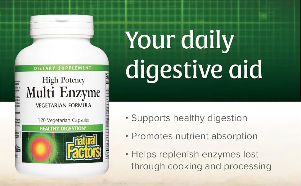 Natural Factors High Potency Multi Enzyme 120 Vegetarian Capsules - Your daily digestive aid