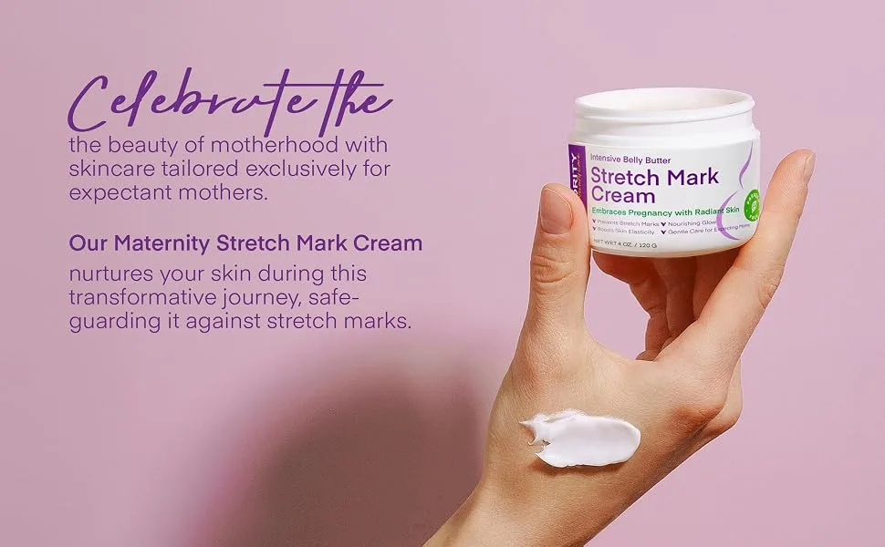 Stretch Mark Cream for Pregnancy: Stretch Mark Treatment - Belly Butter For Pregnant Women - Massage Lotion To Prevent And Repair Maternity Stretch Marks Scar - 4 Oz - Stretch Mark Treatment