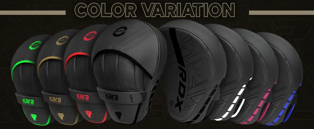 RDX Boxing Pads Curved Focus Mitts, Maya Hide Leather Kara Hook and jab Training Pads, Adjustable Strap Ventilated, MMA Muay Thai Kickboxing Coaching Martial Arts Punching Hand Target Strike Shield - RDX Boxing Pads Curved Focus Mitts, Maya Hide