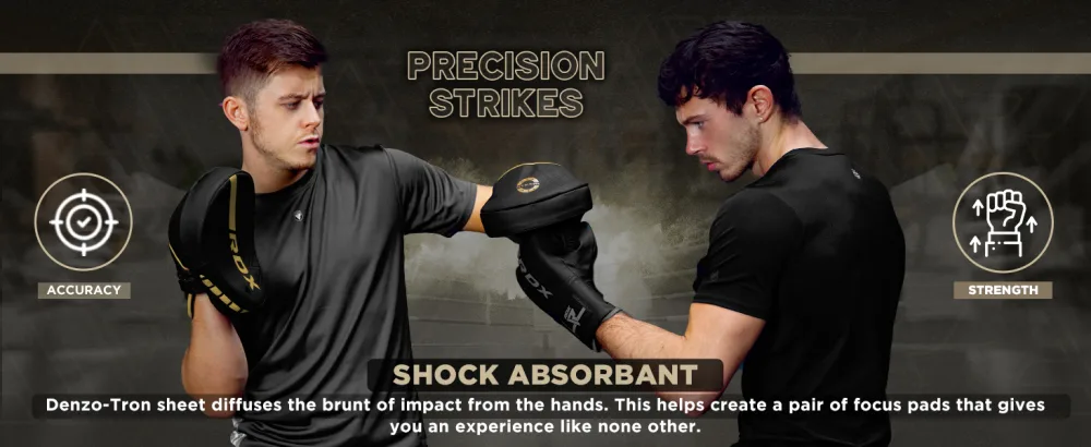 RDX Boxing Pads Curved Focus Mitts, Maya Hide Leather Kara Hook and jab Training Pads, Adjustable Strap Ventilated, MMA Muay Thai Kickboxing Coaching Martial Arts Punching Hand Target Strike Shield - RDX Boxing Pads Curved Focus Mitts, Maya Hide