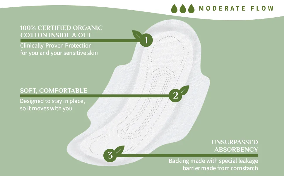 Organyc Organic Cotton Pads Moderate Flow 10 Pads - banner