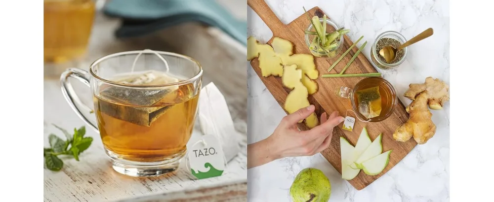 TAZO Tea Bags Sampler, 48 Count Variety Gift Box, 6 Different Flavors, 8 of each with By The Cup Honey Sticks - TAZO Tea Bags