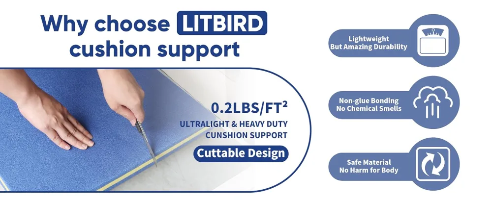 Litbird Couch Cushion Inserts Support, Couch Supports for Sagging Cushions, Couch Cushion Replacement for Sagging Seat, 1 PCS, Large, 27x20x1.5 Inches - CCS 2928x1200 updated