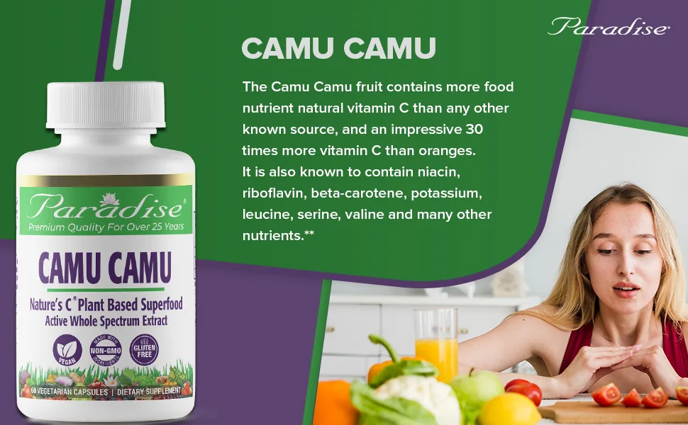 Paradise Herbs Camu Camu 60 Vegetarian Capsules - Paradise Herbs