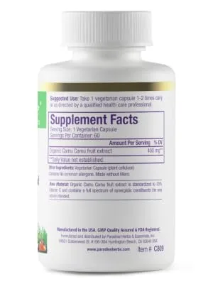 Paradise Herbs Camu Camu 60 Vegetarian Capsules - Paradise Herbs