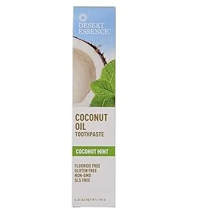 Desert Essence Coconut Oil Toothpaste Coconut Mint 6.25 oz (176 g) - Coconut Oil Toothpaste Coconut Mint