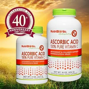 NutriBiotic Immunity Ascorbic Acid with Bioflavonoids Crystalline Powder 8 oz (227 g) - Ascorbic Acid Powder, 200-201 - Image