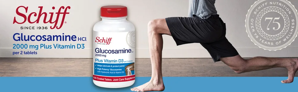 Schiff Glucosamine Plus Vitamin D3 2000 mg 150 Coated Tablets - Joint Health Supplement