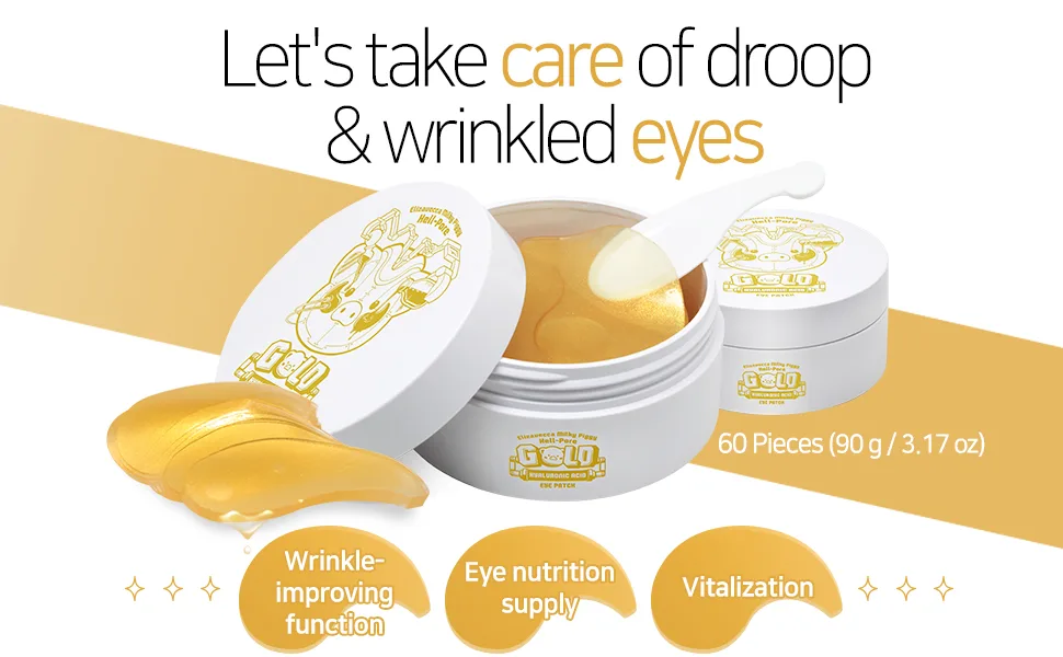 Elizavecca Hell-Pore Gold Hyaluronic Acid Eye Patch 60 Pieces 3.17 oz (90 g) - hell-pore gold eyepatch