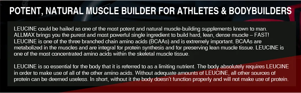 ALLMAX Nutrition Leucine 5000 mg 14.1 oz (400 g) - potent natural muscle builder for athletes