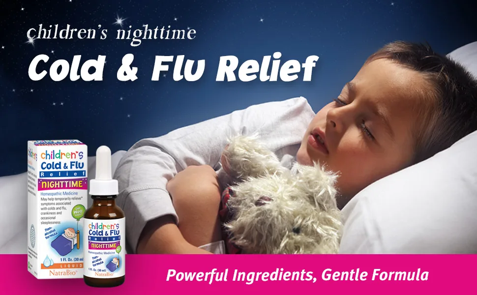 NatraBio Children's Cold & Flu Nighttime 1 fl oz (30 ml) - NatraBio Children