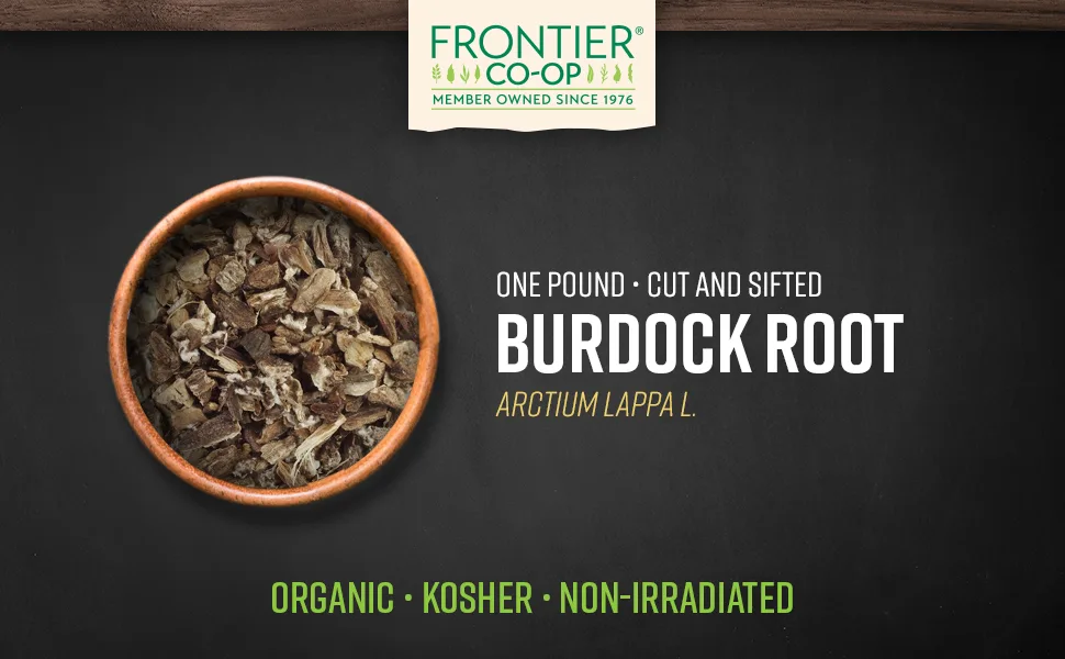 Frontier Natural Products Organic Cut & Sifted Burdock Root 16 oz (453 g) - FRONTIER CO-OP BURDOCK ROOT Cut & Sifted, Organic, Kosher, Non-irradiated, Sustainably Grown