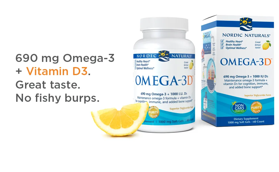 Nordic Naturals Omega-3D Lemon 1000 mg 60 Soft Gels - product information 5