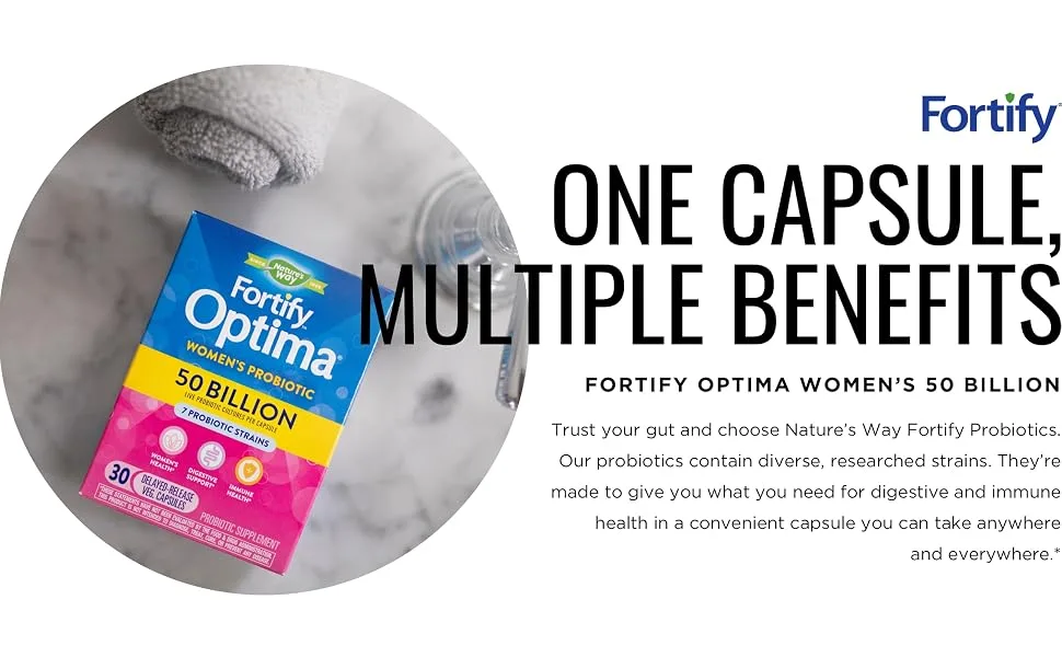 Nature's Way Fortify Optima Probiotic Women's 50 Billion 30 Delayed Release Vegetarian Capsules - one capsule, multiple benefits