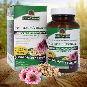 Nature's Answer Echinacea & Astragalus 1425 mg 90 Vegetarian Capsules - Herbal Blend Vegetarian, Vegan 1425 mg