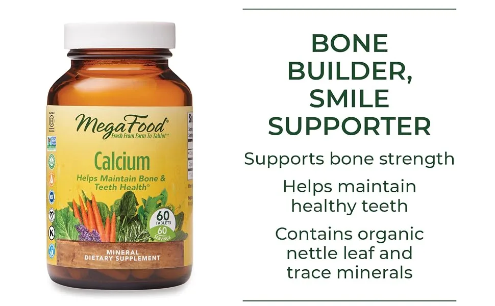 MegaFood Calcium & Magnesium  60 Tablets - Bone builder, smile supporter