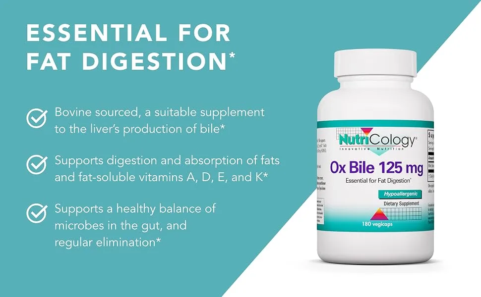 Nutricology Ox Bile 125 mg 180 Vegicaps - Nutricology 56370
