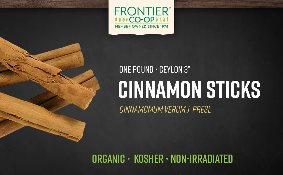 Frontier Natural Products Organic Whole 3" Ceylon Cinnamon Sticks 16 oz (453 g) - Frontier Co-op Ceylon Cinnamon Organic