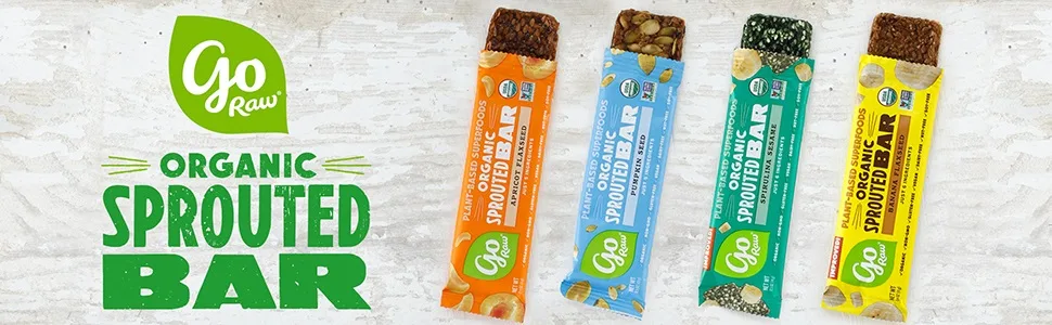 Go Raw Organic Sprouted Bar Banana Flaxseed  10 Bars 0.4 oz (11 g) Each - sprouted pumpkin seed bars sunflower chia spirulina david anthony protein granola grain free energy