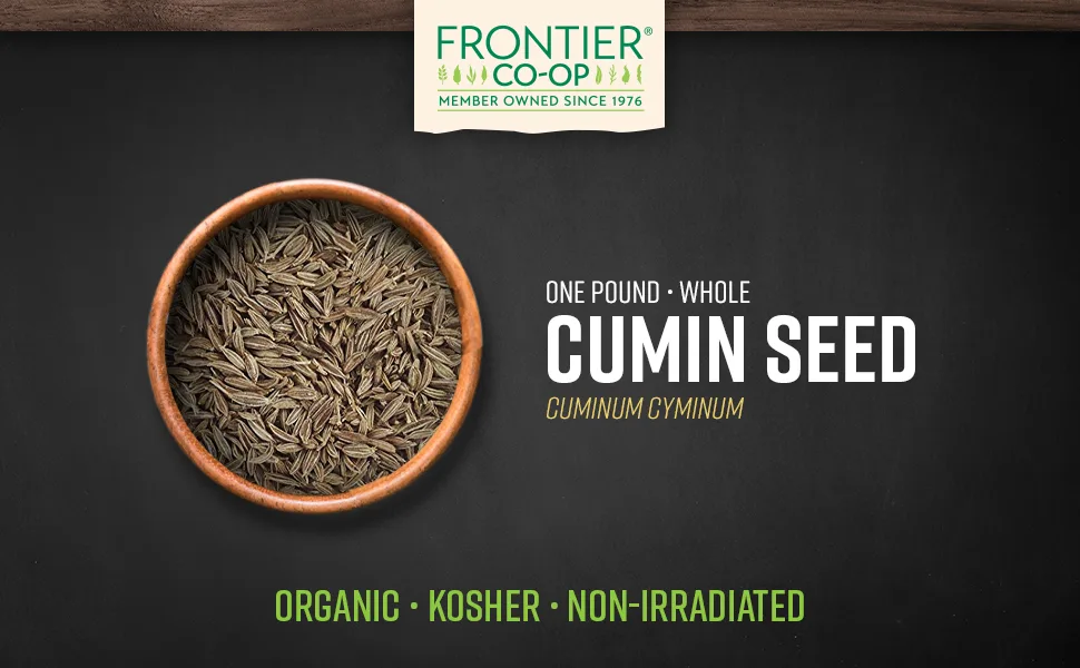 Frontier Natural Products Organic Cumin Seed Whole  16 oz (453 g) - Frontier Co-op Organic Cumin Seed
