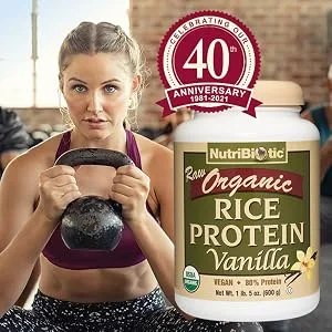 NutriBiotic Raw Organic Rice Protein Vanilla 1.3 lbs (600 g) - Organic Rice Protein - Vanilla - 3005 - image