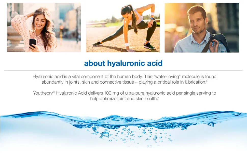 Youtheory Hyaluronic Acid Advanced Formula 120 Tablets - body b5 benefits collagen capsules complex nature eye face glow hair hydra
