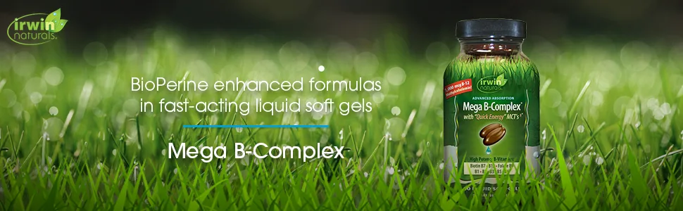Irwin Naturals Mega B Complex with Quick Energy MCT's 60 Liquid Soft-Gels - mega b complex vitamin