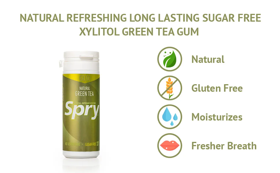 Xlear Spry Chewing Gum Green Tea Sugar-Free 27 Pieces - image 2