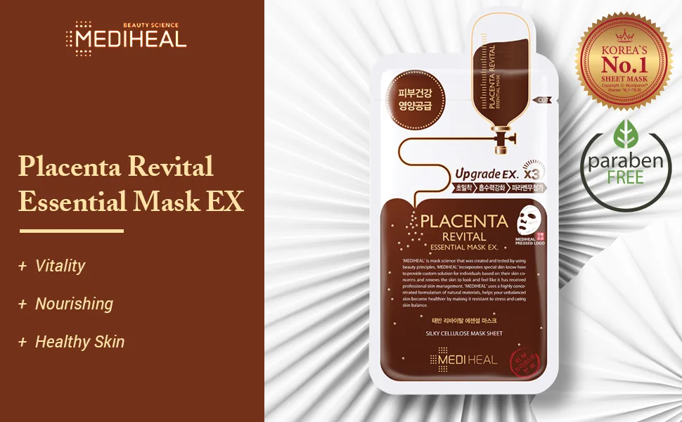 Mediheal Placenta Revital Essential Mask EX 10 Sheets 24 ml Each - product information 1