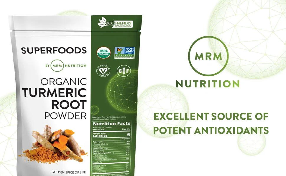 MRM Raw Organic Turmeric Root Powder 6 oz (170 g) - MRM Nutrition