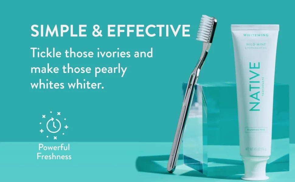 Native Toothpaste Made from Naturally-Derived Cleaners and Simple Ingredients That Safely Whitens Teeth, 4.1 oz, Wild Mint Fluoride Free - 1 Count - Native Toothpaste | Natural Teeth Cleaner with or without Fluoride