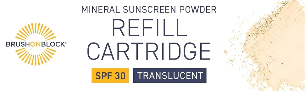 Brush On Block Mineral Sunscreen Powder Refill, Natural Broad-Spectrum SPF 30, Safe for Sensitive Skin, UVA UVB Face Protection, Reef Friendly (Translucent - Refill) - Translucent Powder Refill
