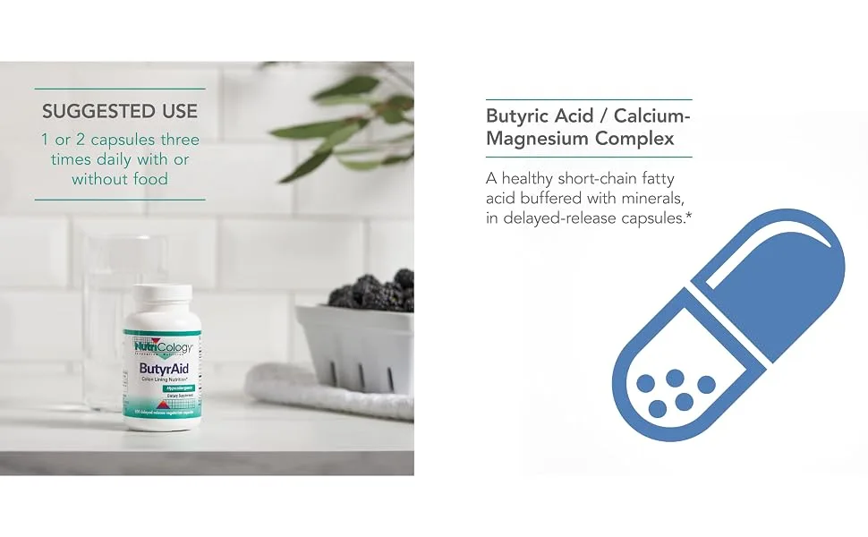 Nutricology ButyrAid 100 Delayed-Release Vegetarian Capsules - 50220