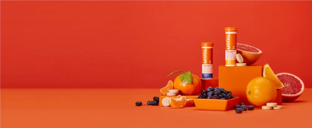 Nuun Immune Support Hydration Supplement - Blueberry Tangerine + Orange Citrus - 4 Tubes (40 Servings) - Clean