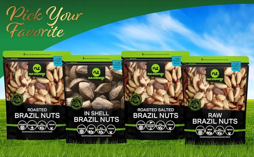 Nut Cravings Raw Brazil Nuts - Unsalted - 1 Lb. (453 grams) - Pick your favorite snack