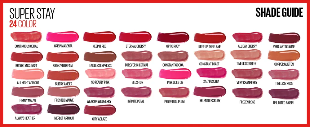 Maybelline Super Stay 24 2-Step Liquid Lipstick - Forever Chestnut - 1 Kit - super stay 24 color shade guide