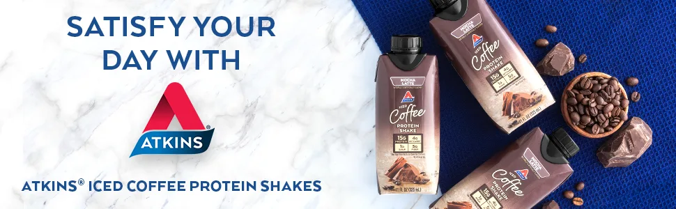 Atkins Advantage RTD Shake - Mocha Latte - 4 Packs - Atkins Iced Mocha Latte Coffee Protein Shake