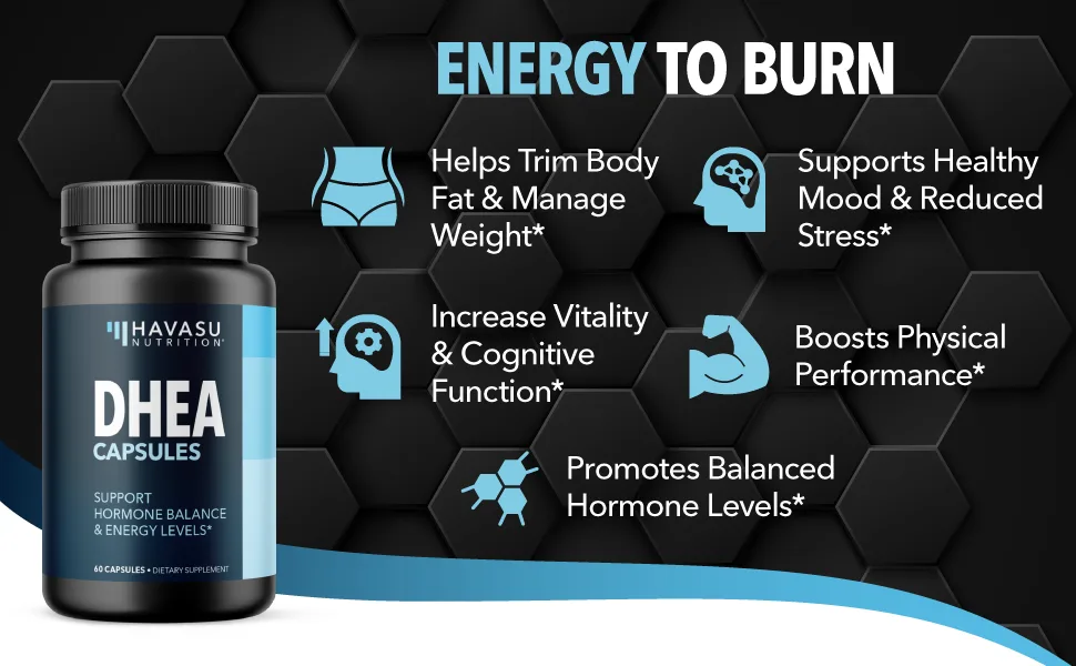 Havasu Nutrition DHEA 50mg Extra Strength Designed for Promoting Youthful Energy - 60 Capsules - dhea dhea 25mg dhea 100mg dhea 50mg dhea supplement for women