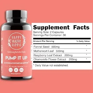 Happy Healthy Hippie Pump It Up Lactation Supplement - 60 Capsules - breastfeeding vitamins