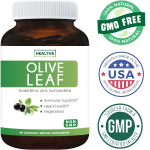 Healths Harmony Olive Leaf Extract Super Strength Immune Support - 60 Capsules - Healths Harmony Olive Leaf Extract - 20% Oleuropein - 750mg - Non GMO - Vegetarian