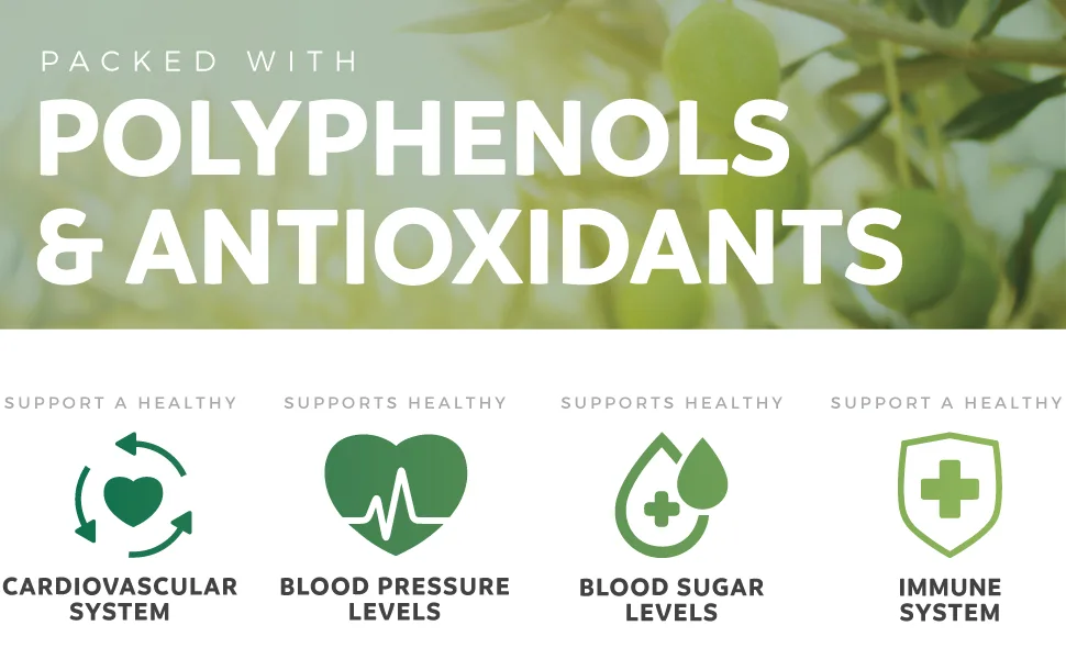 Healths Harmony Olive Leaf Extract Super Strength Immune Support - 60 Capsules - Olive Leaf Extract Antioxidant Boost with Polyphenols
