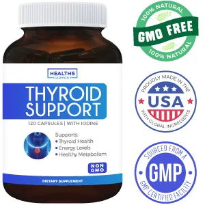 Healths Harmony Thyroid Support with Iodine Improve Your Energy & Increase Metabolism for Weight Los - 120 Capsules - Thyroid Support with Iodine