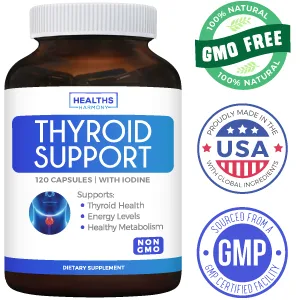 Healths Harmony Thyroid Support with Iodine Improve Your Energy & Increase Metabolism for Weight Los - 120 Capsules - Thyroid Support with Iodine