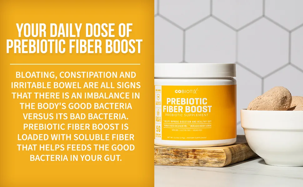 GoBiotix Prebiotic Fiber Boost Powder Support a Healthy Gut & Digestive Regularity - 189 Gram - vitamins organic laxido smoothie constipation tablets lactulose iron monk fruit diarrhea tablets