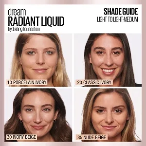 Maybelline Dream Radiant Liquid Medium Coverage Hydrating Makeup - Nude Beige - 1 Fl. Oz - best foundation for light medium skin tone